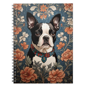 Mooie Boston Terrier William Morris Geïnspireerd Notitieboek