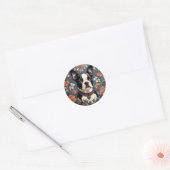 Mooie Boston Terrier William Morris Geïnspireerd Ronde Sticker (Envelop)