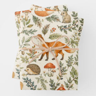 Mooie Bosvos Dieren Inpakpapier Vel