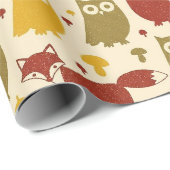 Mooie Bosvos Patroon met Vos en Uil Cadeaupapier (Rol Hoek)