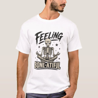 Mooie Bot-achtige Mediterende Skelet T-shirt