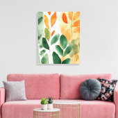 Mooie Botanicals in Groen & Sinaasappel, Canvas Ar (Insitu (Woonkamer))