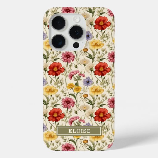 Mooie Botanische Aquarel Wilde Bloem Naam Case-Mate iPhone Case (Achterkant)