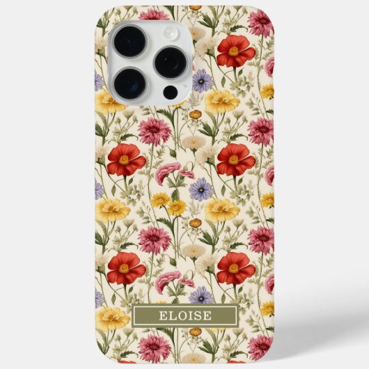Mooie Botanische Aquarel Wilde Bloem Naam Case-Mate iPhone Case (Achterkant)