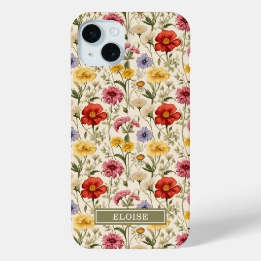 Mooie Botanische Aquarel Wilde Bloem Naam Case-Mate iPhone Case (Achterkant)