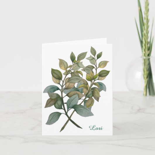 Mooie Botanische/Basil gevouwen Wenskaart Feestdagen Kaart (Voorkant)