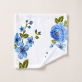 Mooie botanische blauwe bloemen bad handdoek (Wasdoekje)