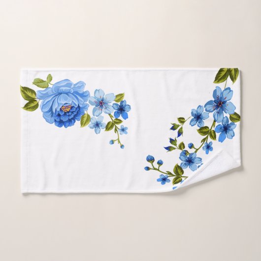 Mooie botanische blauwe bloemen bad handdoek (Handdoek)