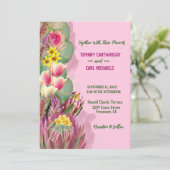 Mooie Botanische Bloem Tuin Roze Bruiloft Kaart (Staand voorkant)