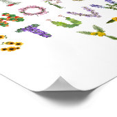 Mooie Botanische Bloemen Alphabet Baby kwekerij Poster (Hoek)
