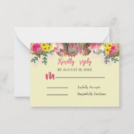 Mooie Botanische Bloemen Tuin Cream Reply Kaart Notitiekaartje