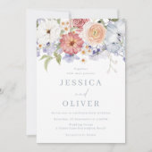 Mooie Botanische Bloemen Waterverf Bruiloft Kaart (Voorkant)