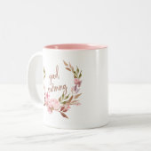 Mooie Botanische | Bloemenkrans Goedemorgen Tweekleurige Koffiemok (Voorkant links)