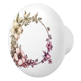 Mooie botanische bloemenkrans keramische knop