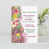 Mooie botanische bloementuin bruiloft kaart (Staand voorkant)