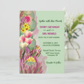 Mooie botanische bloementuin groene bruiloft kaart (Staand voorkant)