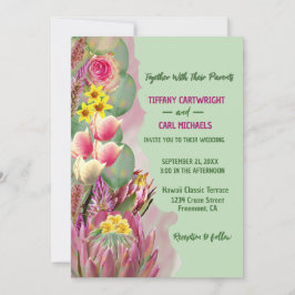 Mooie botanische bloementuin groene bruiloft kaart