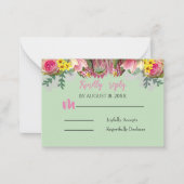 Mooie Botanische Bloementuin Mint Reply Kaart Notitiekaartje (Voorkant)