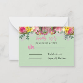 Mooie Botanische Bloementuin Mint Reply Kaart Notitiekaartje