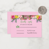 Mooie Botanische Bloementuin Pinkt Reply Kaart Notitiekaartje (Voorkant / Achterkant in situ)