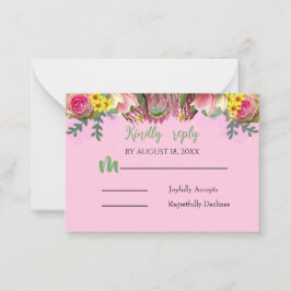 Mooie Botanische Bloementuin Pinkt Reply Kaart Notitiekaartje