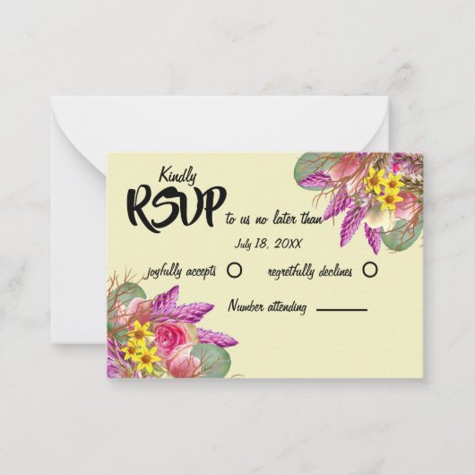 Mooie botanische bloementuin RSVP Note Kaart Notitiekaartje (Voorkant)