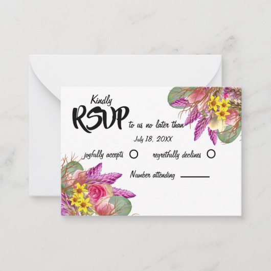 Mooie botanische bloementuin RSVP Note Kaart Notitiekaartje (Voorkant)