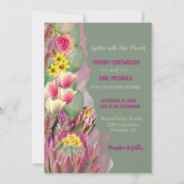 Mooie botanische bloementuin salie bruiloft kaart