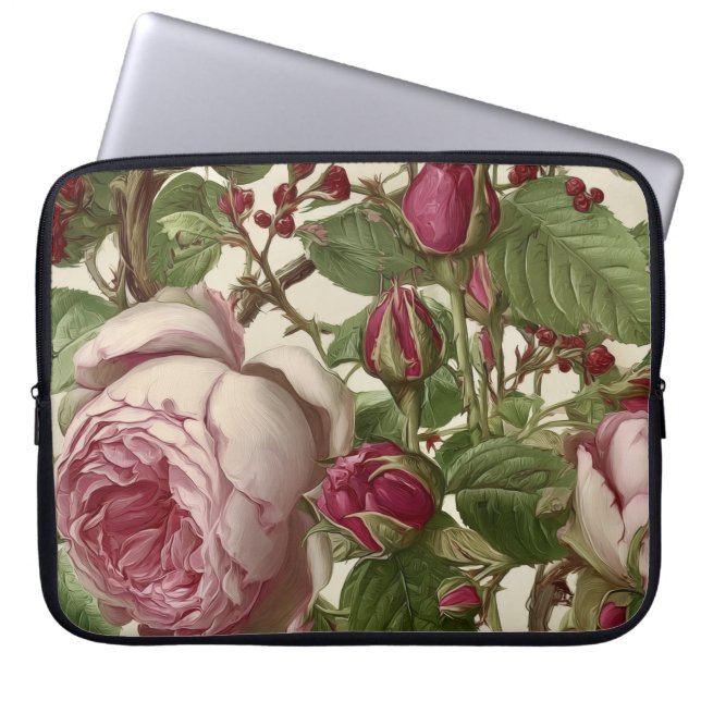 Mooie Botanische Bloemige Vormgeving Laptop Sleeve (Voorkant)