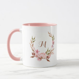 Mooie Botanische   Bloemkrans met monogram Mok