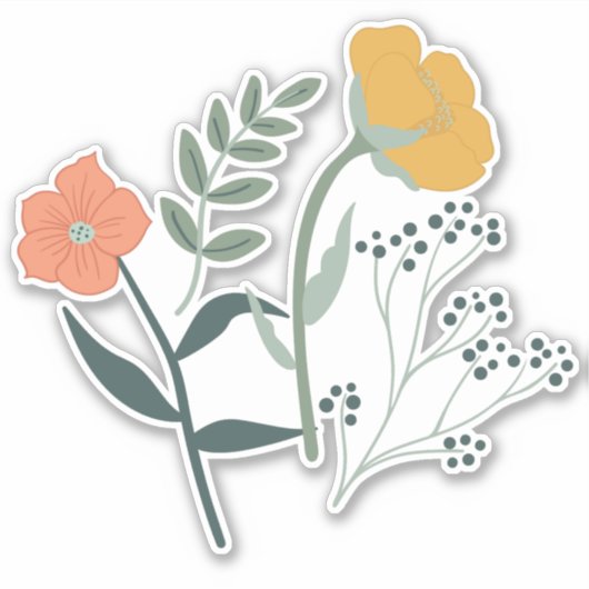 Mooie botanische bloemmotief sticker (Voorkant)
