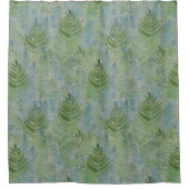 Mooie Botanische Blues Groenen Douchegordijn (Voorkant)