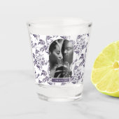 Mooie Botanische Bruiloft Fotoboog met Naam Shot Glas (Voorkant)