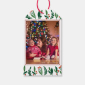 Mooie Botanische familie kerstgroen rood Cadeaulabel (Voorkant)