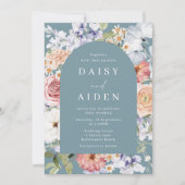 Mooie Botanische Floral Arch Lijst Bruiloft Kaart (Voorkant)