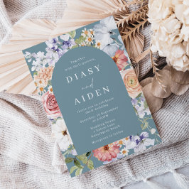 Mooie Botanische Floral Arch Lijst Bruiloft Kaart