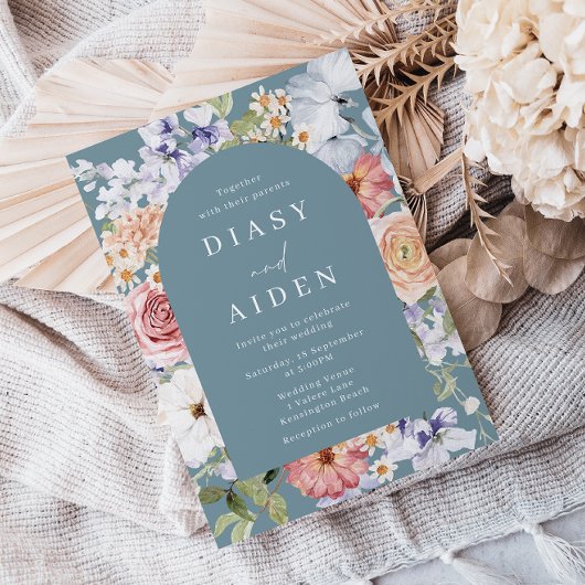 Mooie Botanische Floral Arch Lijst Bruiloft Kaart