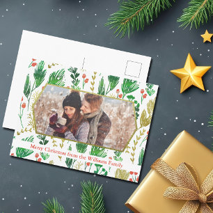 Mooie Botanische kerstfamilie Foto modern Briefkaart