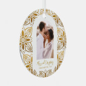 Mooie Botanische kerstfoto's met huwelijk Metalen Ornament (Voorkant Rechts)