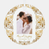 Mooie Botanische kerstfoto's met huwelijk Metalen Ornament (Achterkant)