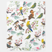 Mooie botanische l Waterverf Vogels en bloemen Fleece Deken (Voorkant)