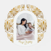 Mooie Botanische Lijsten Arch-kerstfoto Metalen Ornament (Achterkant)