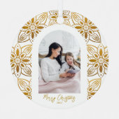 Mooie Botanische Lijsten Arch-kerstfoto Metalen Ornament (Voorkant)