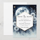 Mooie botanische maanverlichte bruiloft save the date (Voorkant / Achterkant)