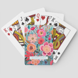 Mooie botanische meisjesachtige bloempatroon pokerkaarten