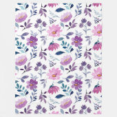 Mooie botanische Paars en wit Fleece Deken (Voorkant)