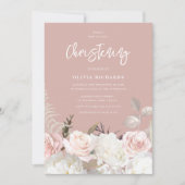 Mooie Botanische Roos doop doopsel Kaart (Voorkant)