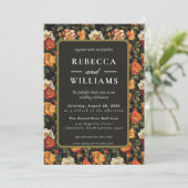 Mooie botanische roos Herfst trouwuitnodiging Kaart (Staand voorkant)