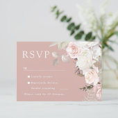 Mooie Botanische Rozen Alle seizoenen Bruiloft RSVP Kaartje (Staand voorkant)