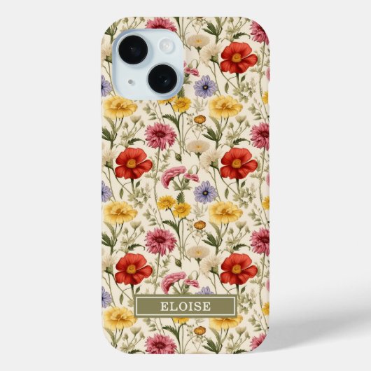 Mooie Botanische Waterverf Wilde Bloem Naam Case-Mate iPhone Case (Achterkant)